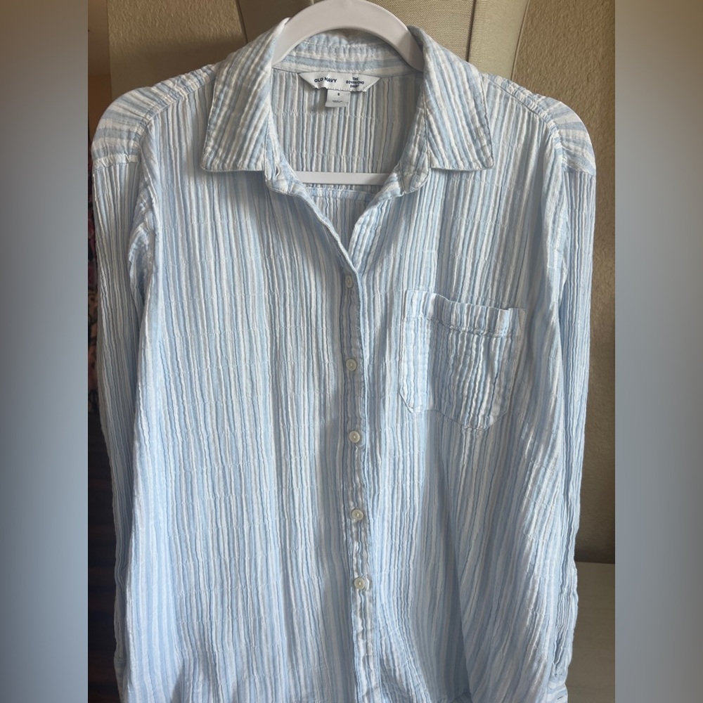 Super soft boyfriend tee blue and white stripe